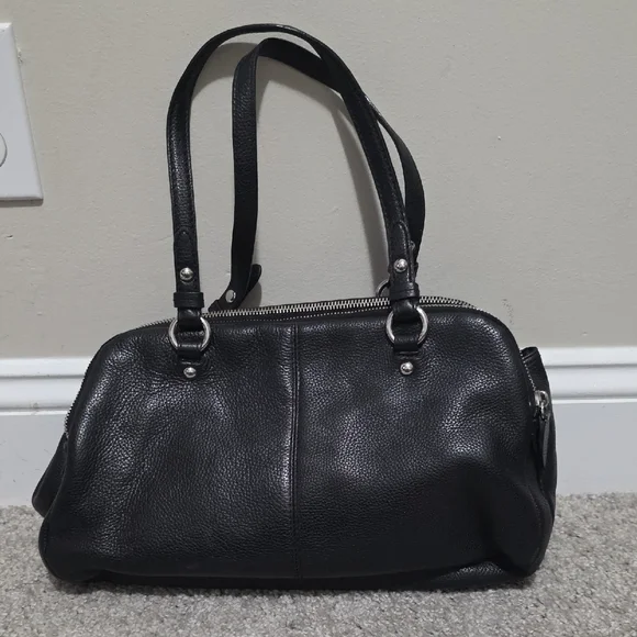 Coach Y2K Penelope Pebbled Leather Satchel Shoulder Bag Black Turnlock - Picture 2 of 13